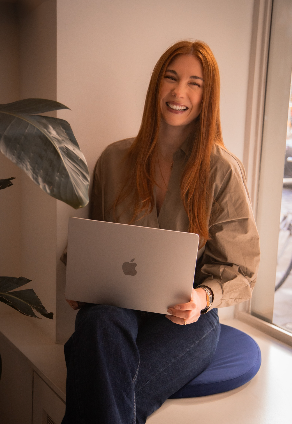 Maija Morton with laptop